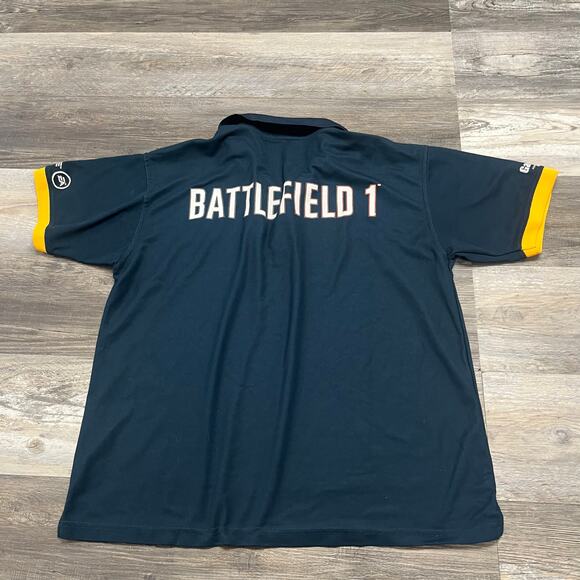 Battlefield 1 Shirt Blue Mens XL GameStop EA Dice  Short Sleeve Polo Shirt - Picture 1 of 6